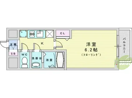プレサンス東三国エンブレイス(1K/2階)の間取り写真