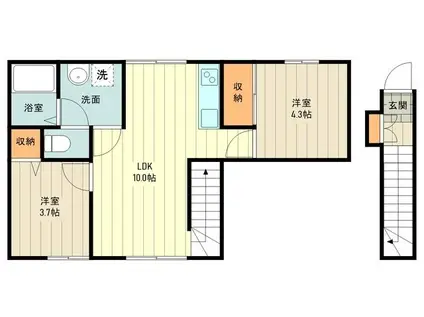 CALMANDO.S(2LDK/2階)の間取り写真