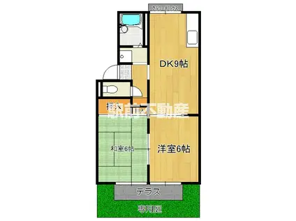 プレジール周船寺II A棟(2DK/1階)の間取り写真