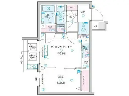 GENOVIA京成立石V(1DK/5階)の間取り写真