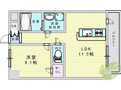 S-RESIDENCE新大阪駅前(1LDK/4階)の間取り写真