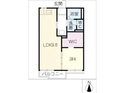 グリーンハウス B棟(1LDK/1階)の間取り写真