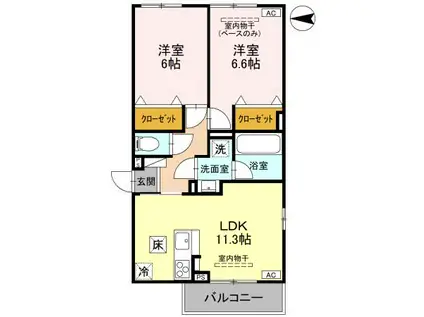 DR相木CORAZON(2LDK/1階)の間取り写真