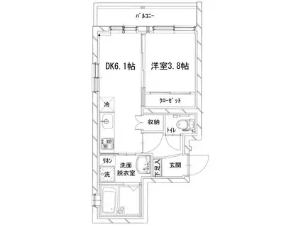 ATLAS COURT(1DK/1階)の間取り写真