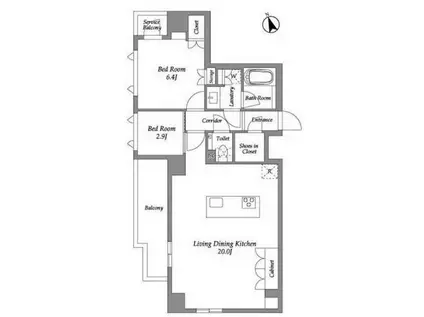 ENETIAL代官山(2LDK/8階)の間取り写真