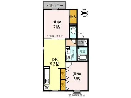 セジュール西明石(2DK/2階)の間取り写真