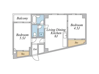 アクシス元町(2LDK/4階)の間取り写真
