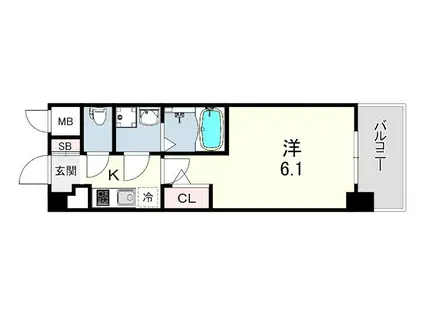 CION KOBE BAYSIDE(1K/4階)の間取り写真