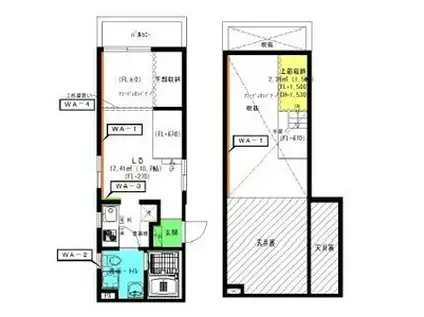 アコモ元中村(ワンルーム/2階)の間取り写真