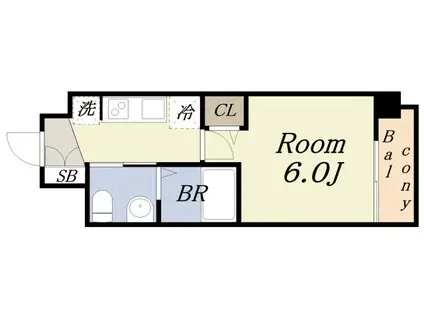 エグゼ弁天町(1K/9階)の間取り写真