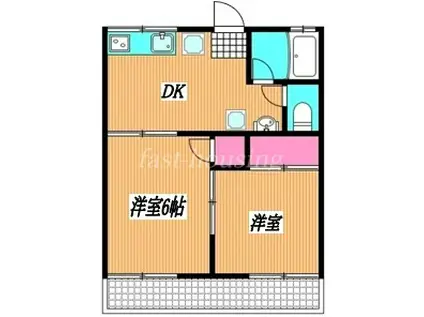 レジデンス幸(2DK/2階)の間取り写真