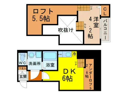 地下鉄東山線 中村日赤駅 徒歩5分 2階建 築10年(1DK/1階)の間取り写真