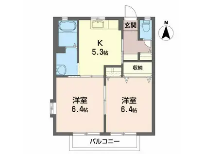 カーサブライトA(2K/2階)の間取り写真