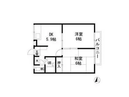 エステートピア作の山(2DK/2階)の間取り写真