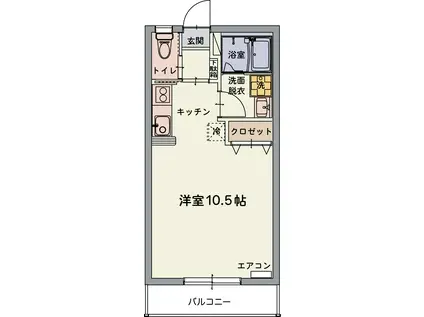 ルフラン(ワンルーム/2階)の間取り写真