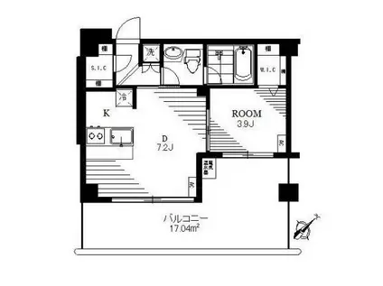 アプレパークス百合ヶ丘(1DK/2階)の間取り写真
