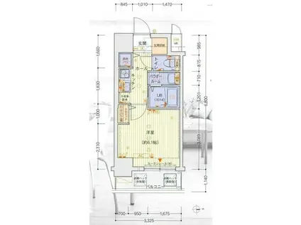 プロシード大阪城南(1K/8階)の間取り写真