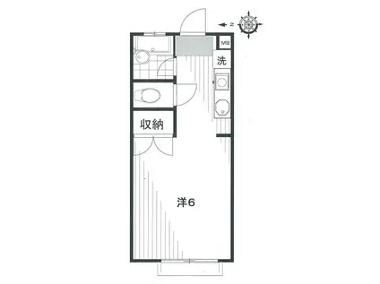 コーポコーヨー(ワンルーム/1階)の間取り写真