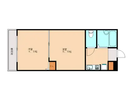 MOON赤坂B棟(2K/1階)の間取り写真