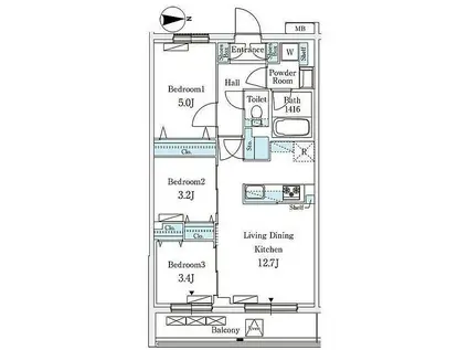 TERRACE上石神井ウエスト(3LDK/2階)の間取り写真