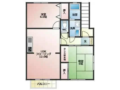 タウンハイツTOEI B棟(2LDK/2階)の間取り写真