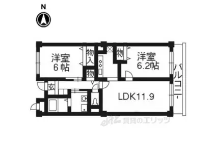 ヴィラアルシオーネ(2LDK/2階)の間取り写真