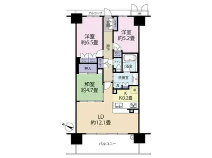 ファインシティ枚方(3LDK/5階)の間取り写真