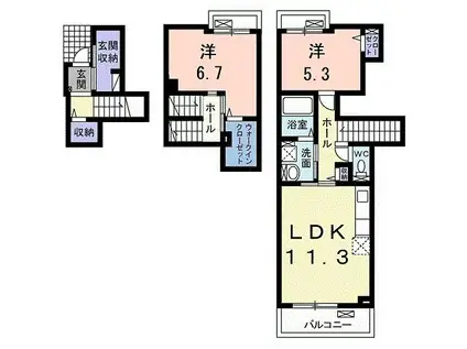 テオーリア小川II(2LDK/2階)の間取り写真