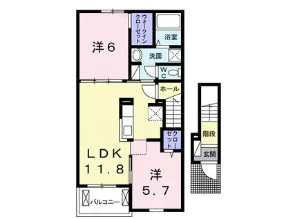 クレシェンテ周南A(2LDK/2階)の間取り写真