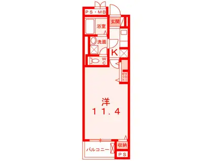 ロアシス(1K/2階)の間取り写真