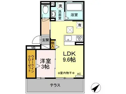 FAMILLE HEIM ROSE(1LDK/1階)の間取り写真