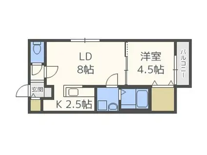 LA VIE 発寒 (1LDK/2階)の間取り写真