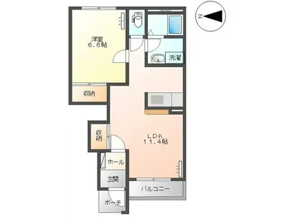 ブランドールK(1LDK/1階)の間取り写真