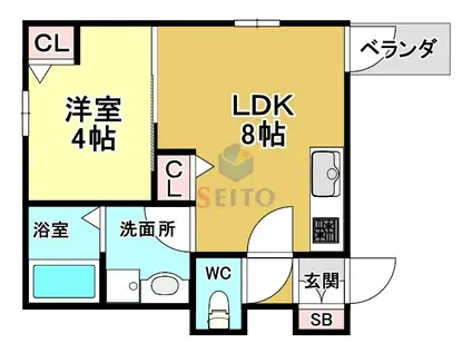 HGS服部天神(1LDK/2階)の間取り写真