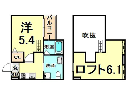 アルナージ瓦宮(1K/1階)の間取り写真