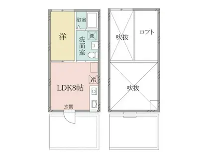 YUI-TERRACE A棟(1SLDK/2階)の間取り写真