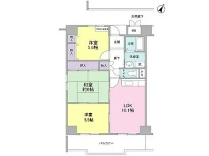 ポルト堺I(2LDK/11階)の間取り写真