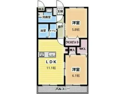 ボヌフィール(2LDK/3階)の間取り写真