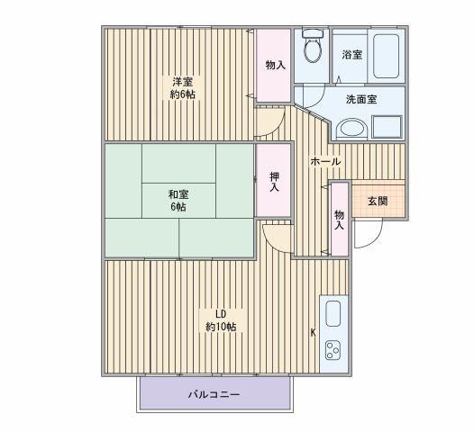 リブラスハイツI・II(2LDK/2階)の間取り写真