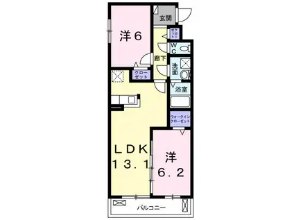 ソレアードII(2LDK/2階)の間取り写真