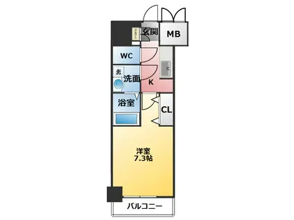S-RESIDENCE亀島駅前ASCENT(1K/4階)の間取り写真