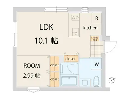 クアードロ三軒茶屋132(1LDK/2階)の間取り写真
