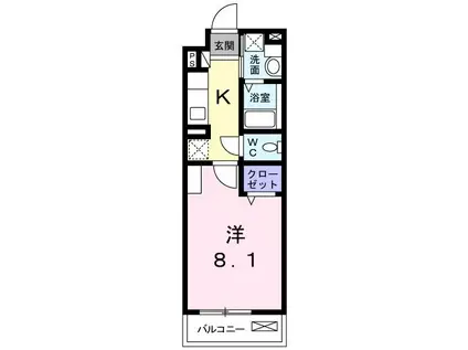 ディアコート山科(1K/4階)の間取り写真