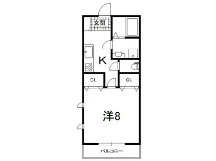 ラ・メゾンユイ(1K/2階)の間取り写真