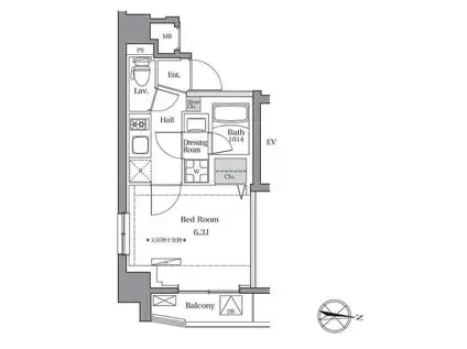 ブルロック東品川(1K/5階)の間取り写真