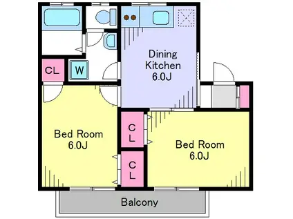 グランウィング・ウエスト(2DK/1階)の間取り写真