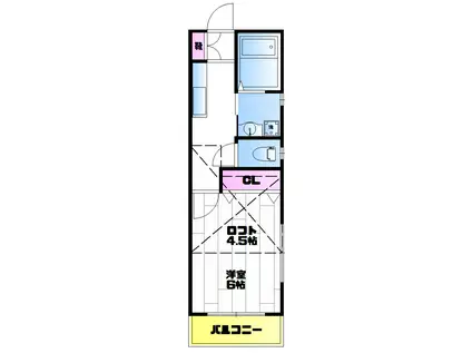Kフラット(1K/1階)の間取り写真