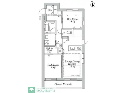 登戸メゾン東棟(2LDK/3階)の間取り写真