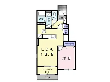 レジデンス・リオI(1LDK/1階)の間取り写真