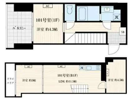 スクルド神楽坂(3LDK/B1階)の間取り写真